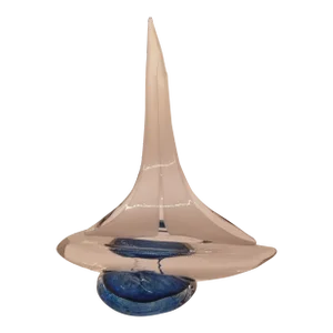 Anchor Bend Handblown Glass Sailboat on the Water Sculpture