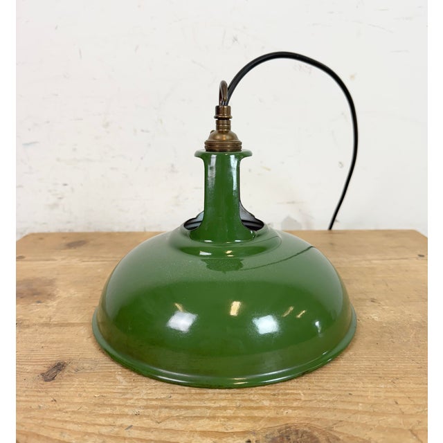 Industrial Green Enamel Factory Pendant Lamp from Coolicon, 1950s For Sale - Image 12 of 18