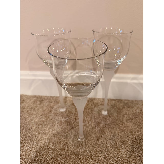 Postmodern Vintage 1980s Mikasa Sea Mist Crystal Wine Glasses - Set of 7 For Sale - Image 3 of 12