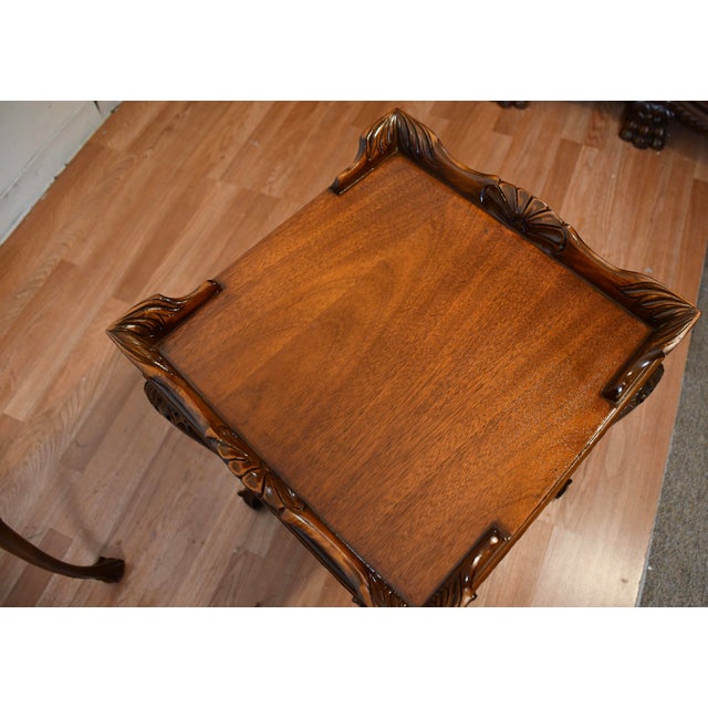 1950s Pair of Chippendale Style Mahogany Side Tables / End Tables For Sale - Image 14 of 18