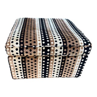 Mid Century Modern Upholstered Ottoman on Casters 1970s For Sale