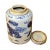 Chinese Blue White Ceramic Foo Dogs Lions Graphic Container Urn Jar For Sale - Image 4 of 6