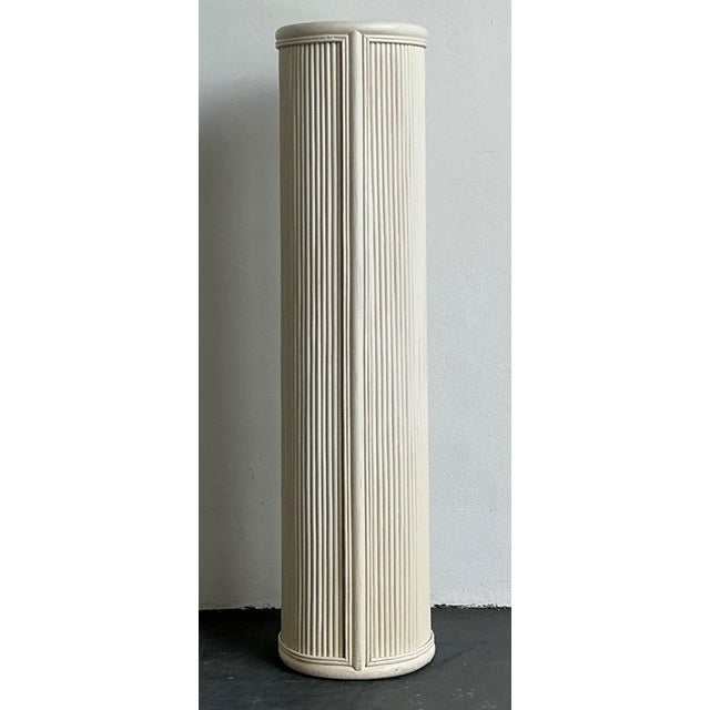 Vintage White Painted Rattan Pedestal For Sale - Image 12 of 13