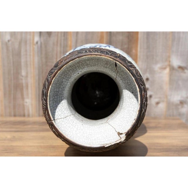 Large Early 19th Century Chinese Qing Dynasty Crackle Glazed Porcelain Vase For Sale - Image 18 of 18