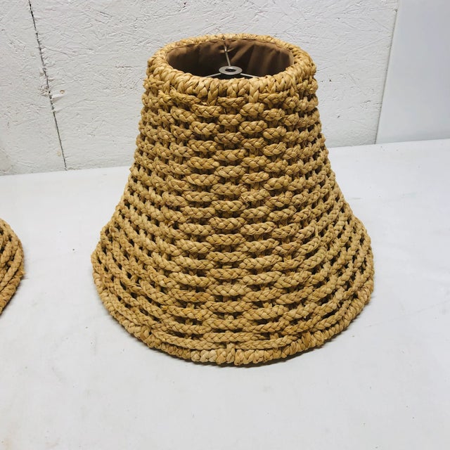 Mid 20th Century Handwoven Rattan Lamp Shade - Three Available For Sale - Image 5 of 11