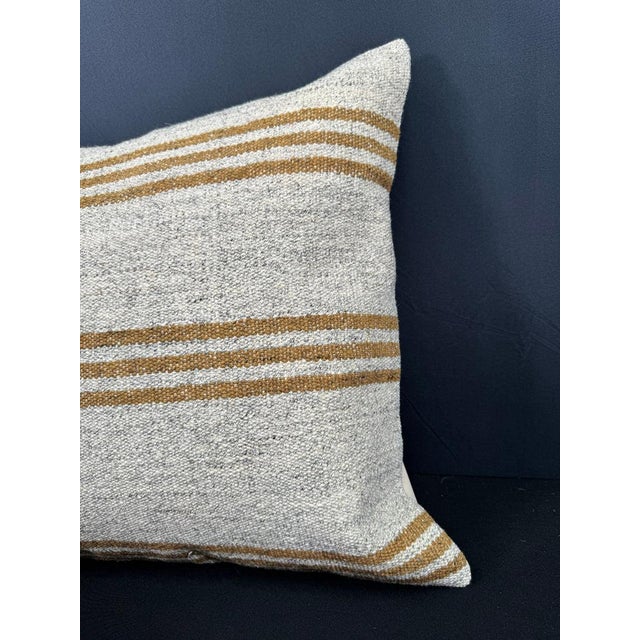 Contemporary Turkish Hemp Pillow Cushion Natural Beige Yellow Cushion Cover 20x20 For Sale - Image 3 of 4