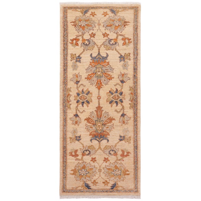 Shabby Chic Ziegler Tan/Rust Wool Runner Rug- 1'11'' X 5'3'' For Sale - Image 10 of 10