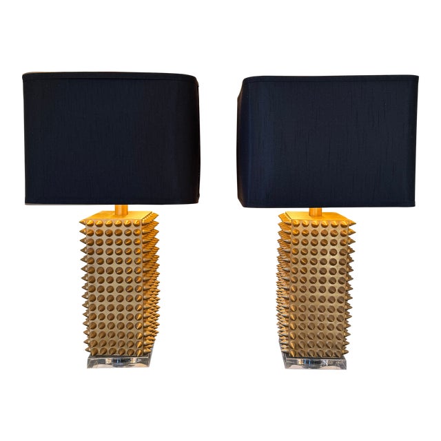 Pair of Modernist Spike Table Lamps by JAlexander For Sale