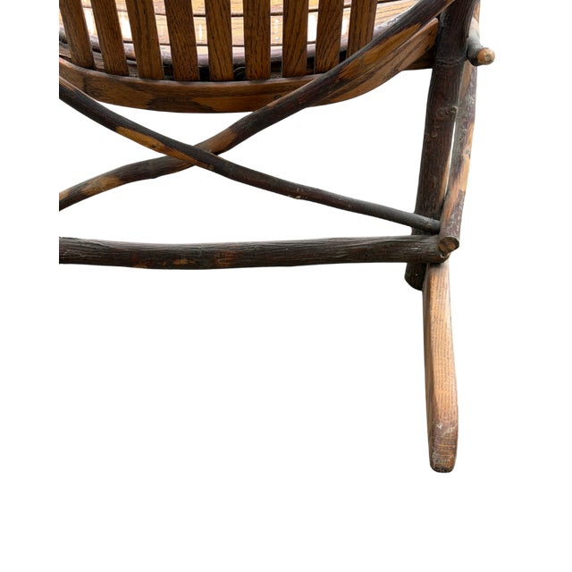 Late 20th Century Handcrafted Rustic Hickory Twig Rocking Chair With Matching Footstool Adirondack Lodge Style For Sale - Image 14 of 18
