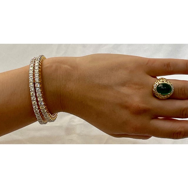 30 Pointer Each, 14 Ct Single Line Eternity 18 Kt Gold & Diamond Bangle, Single For Sale - Image 11 of 18
