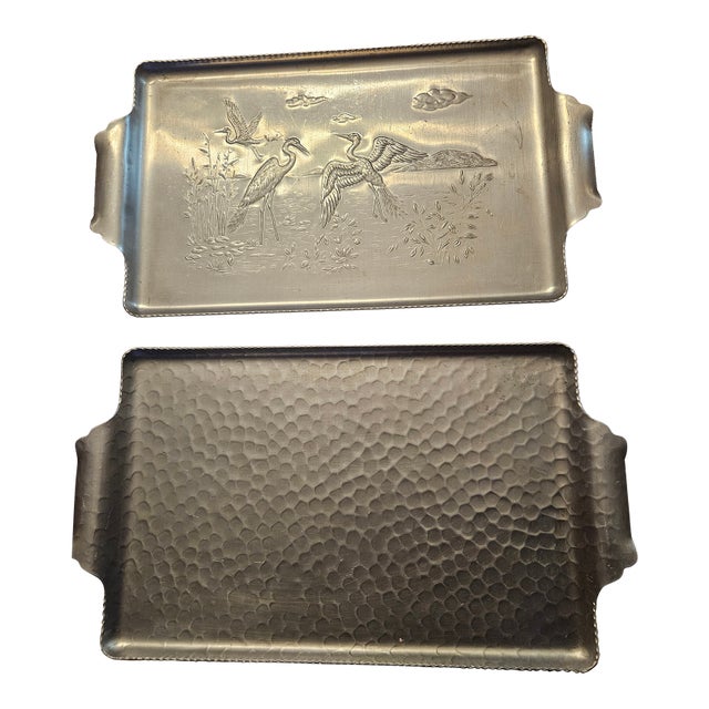 Vintage Mid Century Modern Admiration Products NYAluminum Tray Set For Sale