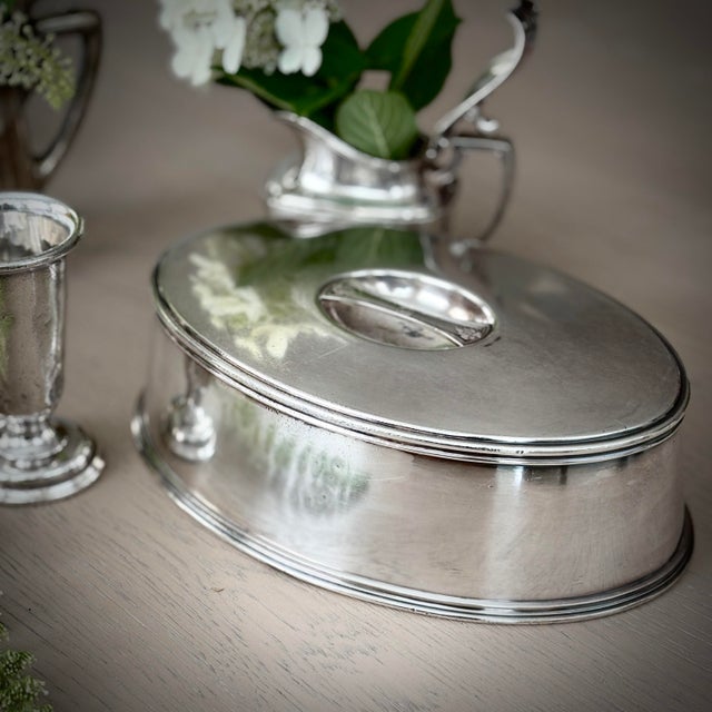 Metal Antique Wallace Silver Plate Platter Lid Hotel Andrew Johnson For Sale - Image 7 of 10
