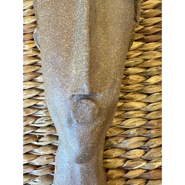 Amedeo Clemente Modigliani Vintage Large 12.5” Handmade Signed Modigliani Style Bust Sculpture For Sale - Image 4 of 15