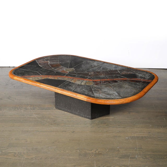 Mid-Century Tessellated Slate & Bronze Inlay Cocktail Table by v Ramburrem For Sale - Image 16 of 18