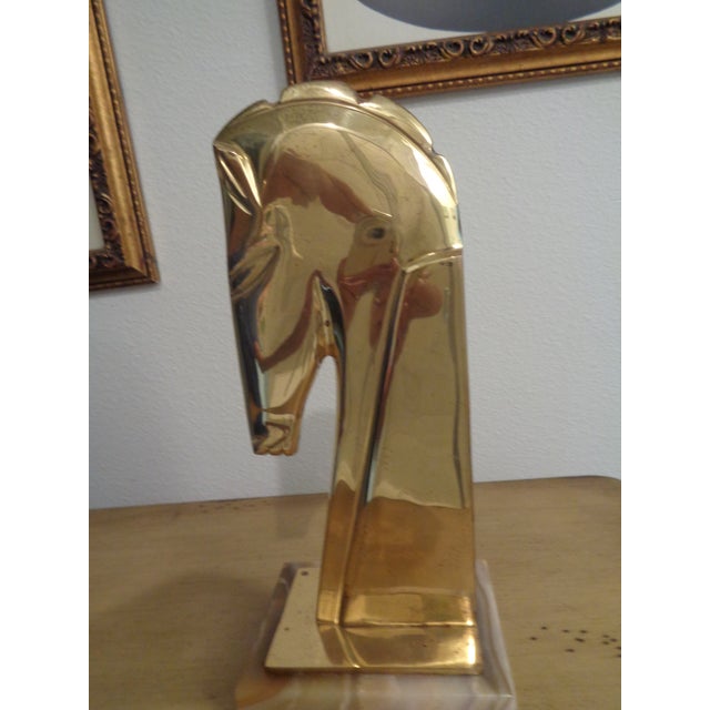 Vintage Hollywood Regency Brass Horse Head For Sale - Image 4 of 9
