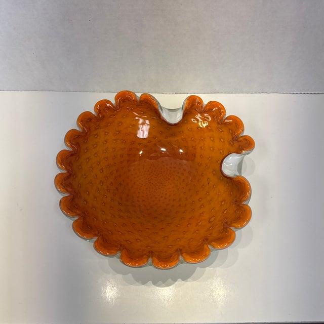 Mid-Century Modern Orange Murano Bowl For Sale - Image 3 of 9