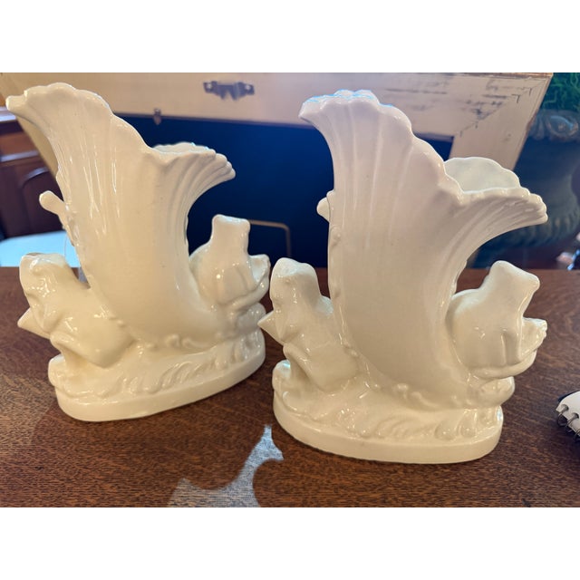 Ceramic Vintage Frog Band Jardinière Vase Pair, Made in Japan For Sale - Image 7 of 7