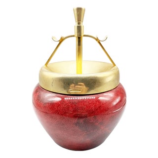 Large Ashtray in Brass and Parchment Top by Aldo Tura, 1950s For Sale