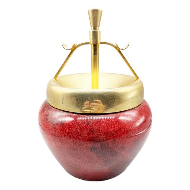 Large Ashtray in Brass and Parchment Top by Aldo Tura, 1950s For Sale