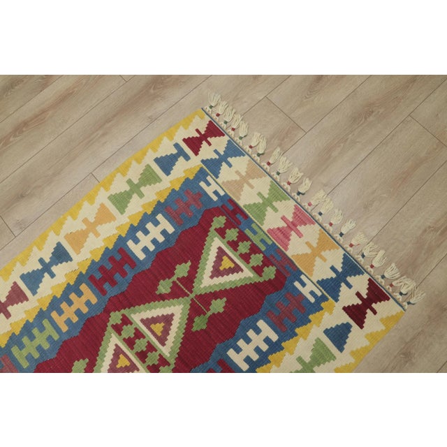 1970s Scandinavian Geometric Yellow Cappadocia Kilim Rug For Sale - Image 10 of 13