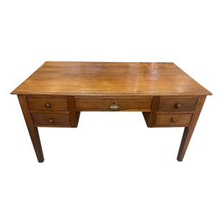 Five-Drawer Desk in Oak, 1950 For Sale