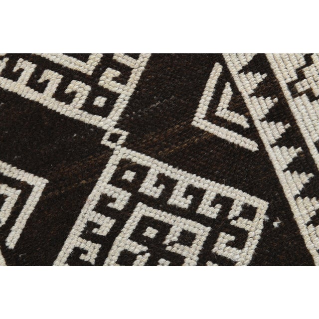 1970s Vintage Turkish Handmade Wool & Cotton Brown Runner Rug For Sale - Image 10 of 11