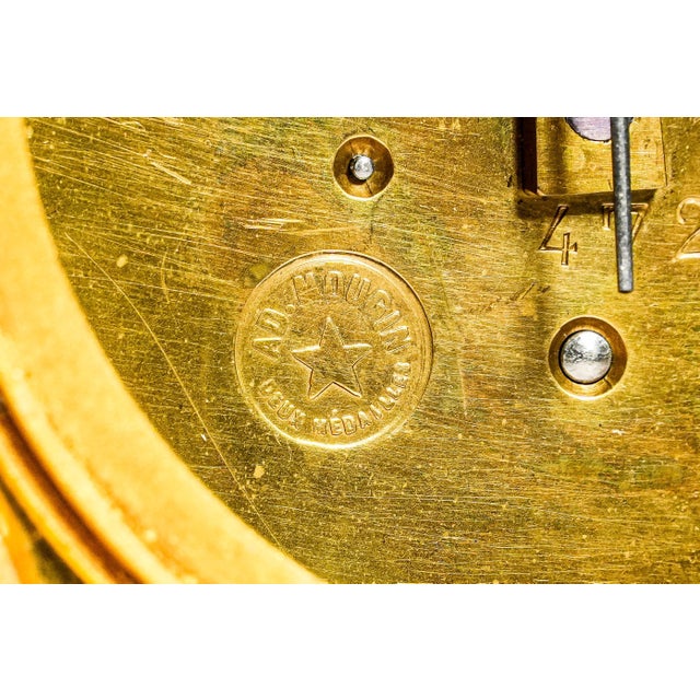 Amazing Antique French Gold Ormolu Bronze Mantel Clock Mougin Dutertre Paris Louis XVI Neoclassical Style Home Decor For Sale - Image 14 of 16