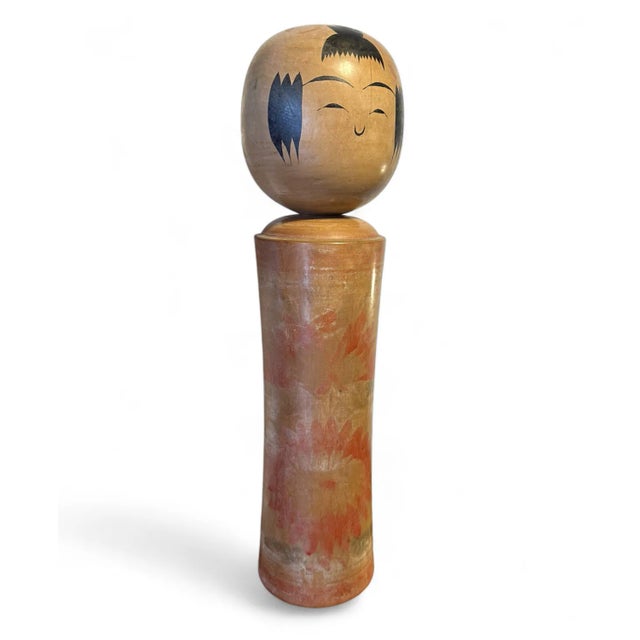 Large Vintage Japanese Hand Carved Naruko Kokeshi Doll, 1950s For Sale - Image 6 of 7