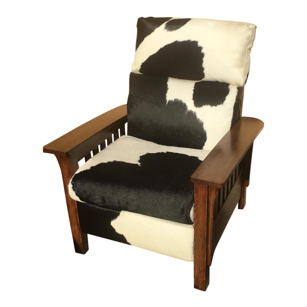 1990s Vintage Lane Furniture Mission Style Cowhide Recliner Chairish
