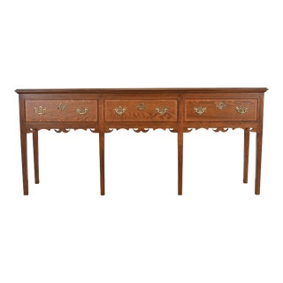 Baker Furniture English Georgian Banded Oak Sideboard, Newly Refinished For Sale