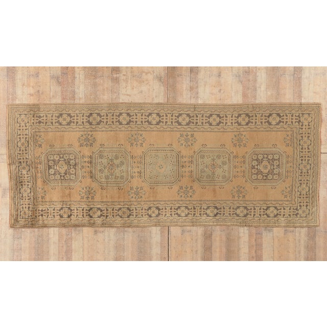 Vintage Turkish Oushak Rug, 04'10 X 12'03 For Sale - Image 10 of 11