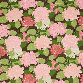 Schumacher Hydrangea Fabric in Pink For Sale