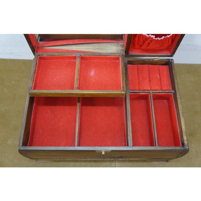 Late 20th Century Japanese Camphorwood Brass Okinawa Pagoda Jewelry Chest Box 17" For Sale - Image 18 of 18