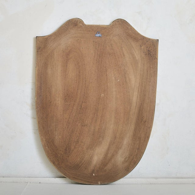 Italian Brass Shield Shape Wall Mirror No. 08, 1970s For Sale - Image 9 of 10