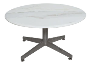 1960s Knoll Style Round Marble Coffee Table Star Base