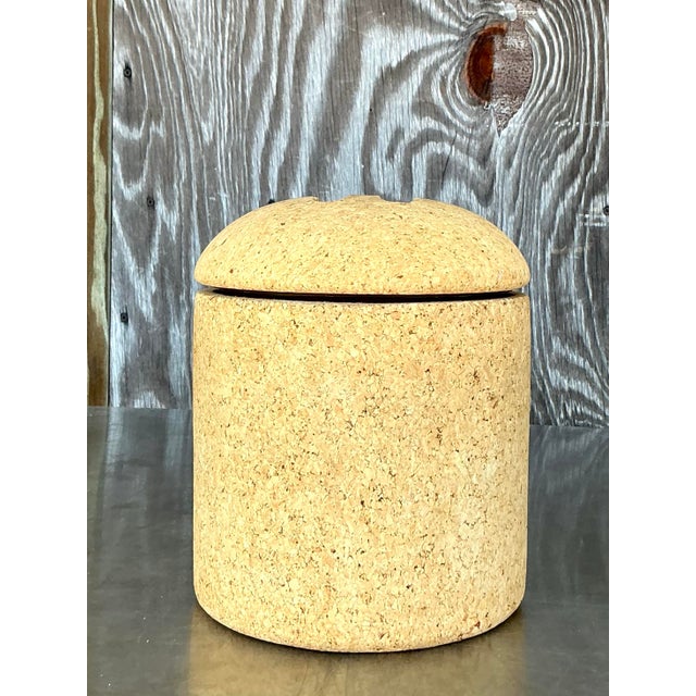 Khaki Vintage Boho Neiman Marcus Cork Ice Bucket For Sale - Image 8 of 9