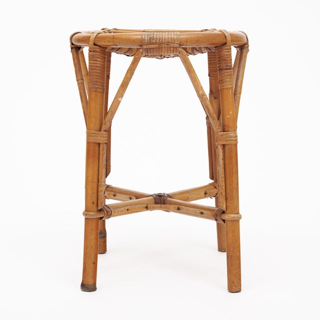 Wood Vintage Bamboo Stool by Bonaudi Vallauris For Sale - Image 7 of 9