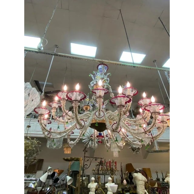 Monumental Multi Colored Murano Glass Chandelier For Sale - Image 4 of 10