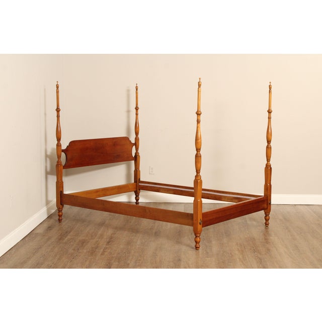 High Quality American Made Stickley Valley Four Poster Bed Frame Featuring Cherry And Maple Construction With Turned Posts...
