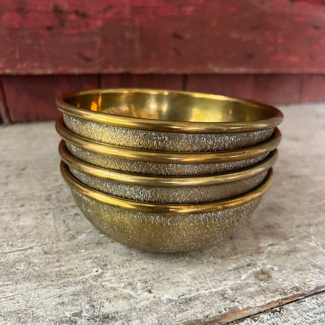 Set of 4 Vintage British Royal Navy Brass Finger Mess Bowls For Sale - Image 9 of 13