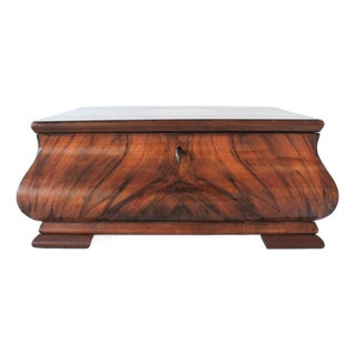 Vintage Wood Marquetry Inlay Trinket or Jewelry Box With a Rose Design Lock & Key For Sale