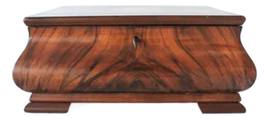 Vintage Wood Marquetry Inlay Trinket or Jewelry Box With a Rose Design Lock & Key