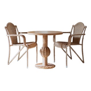 Coffee Table and Chairs in Rope, 1970s, Set of 3 For Sale