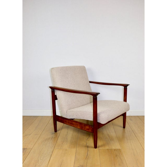Beige Bouclé GFM-142 Chair attributed to Edmund Homa, 1970s For Sale - Image 12 of 12