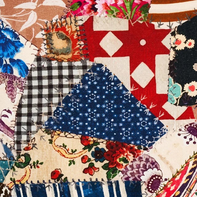 Folk Art Sample - Schumacher x Johnson Hartig Hotch Potch Crazy Quilt Fabric in Document For Sale - Image 3 of 5