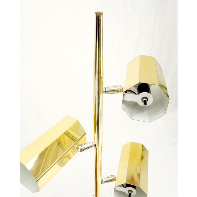 Adjustable Hexagon Cylinder Shades Three Way Brass Floor Lamp Sonneman For Sale - Image 4 of 11