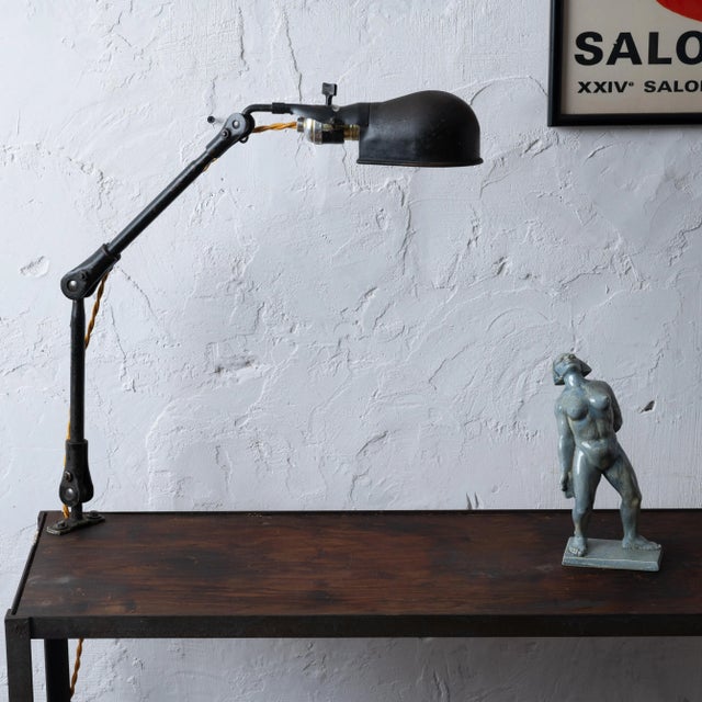Wood Industrial Console Table With Lamp, C.1930s For Sale - Image 7 of 10