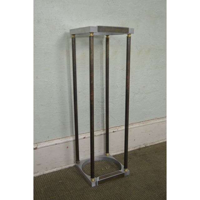 Mid Century Modern Mixed Metal Inset Glass Top Plant Stand Chairish