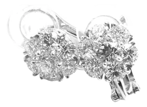 Mid 20th Century Van Cleef & Arpels Diamond Platinum Fleurette Flower Earrings - 2 Pieces