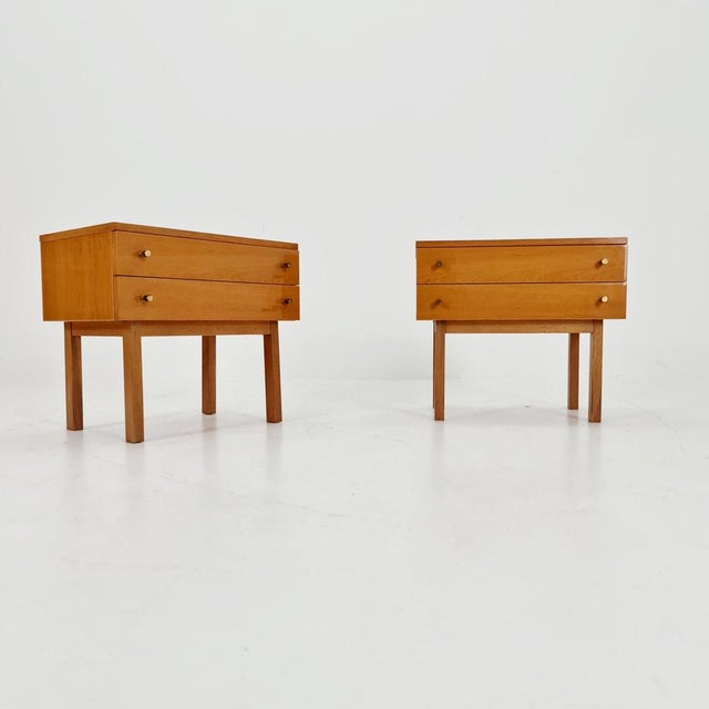 Mid-Century Modern German Oak Nightstands from WK Möbel, 1960s, Set of 2 For Sale - Image 6 of 11